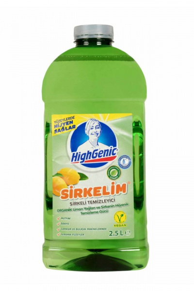 Для очистки поверхностей highgenic sirkelim универсал чист. средство с уксусом и орган маслом цедры лимона д/веган2500мл.