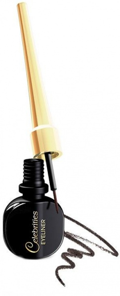 Для глаз и бровей водостойкая подводка для глаз "celebrities eyeliner" eveline, brown, 3 мл