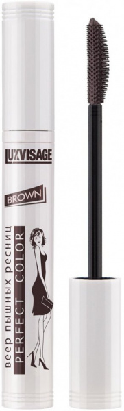 Для глаз и бровей коричневая тушь для ресниц perfect color веер пышных ресниц luxvisage, 8 г
