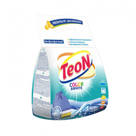 Для стирки стиральный порошок color&white универсал п/э teon, 1,8 кг