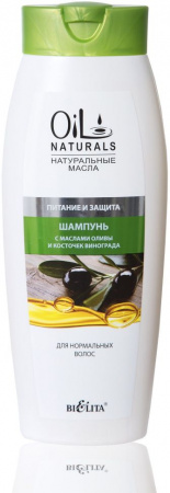 Шампуни белита oil naturals шампунь "питание и защита" с маслами оливы и косточек винограда, 430 мл