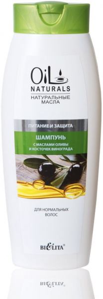 Шампуни белита oil naturals шампунь "питание и защита" с маслами оливы и косточек винограда, 430 мл