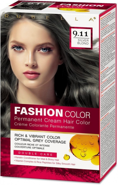Окрашивание волос стойкая крем-краска для волос rubella fashion color 9.11 серебряный блонд, 50 мл