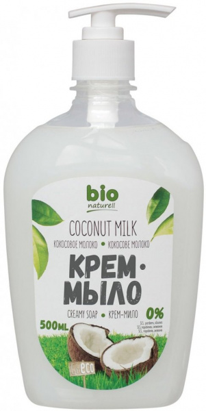 Мыло крем-мыло "кокосовое молоко" bio naturell, 500 мл