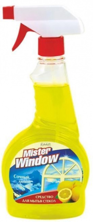 Для очистки поверхностей средство для мытья стекол mister window сочный лимон romax, 500 мл