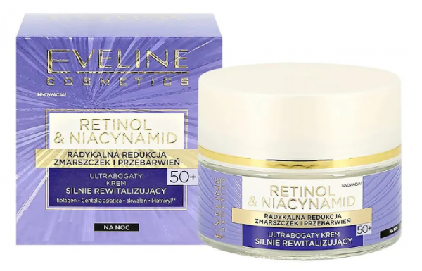 Кремы ультрабогатый интенсивно ревитализирующий крем 50+ ночной retinol niacynamid eveline, 50 мл