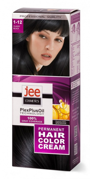Окрашивание волос стойкая крем-краска для волос jee cosmetics тон 1-12 стильный черный