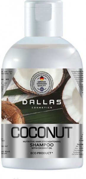 Шампуни интенсивно питательный шампунь coconut с натуральным кокосовым маслом dallas, 1000 мл