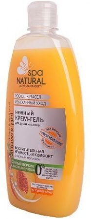 Мыло нежный крем-гель для душа и ванны natural spa спелый персик и масло абрикоса, 500 мл