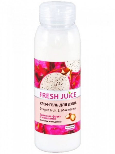 Гели для душа крем-гель для душа "драконов фрукт и макадамия" fresh juice, 300 мл