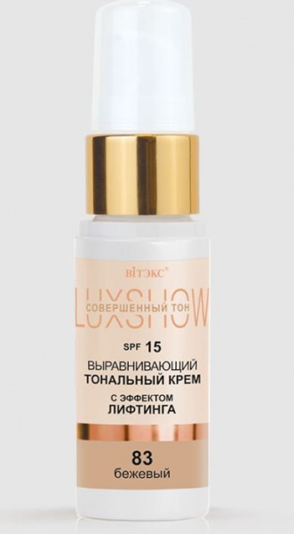 Для лица выравнивающий тональный крем с эффектом лифтинга spf15 тон 83 бежевый luxshow витэкс, 30 мл