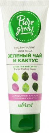 Пилинги и скрабы белита pure green паста–пилинг для лица "зеленый чай и кактус", 75 мл