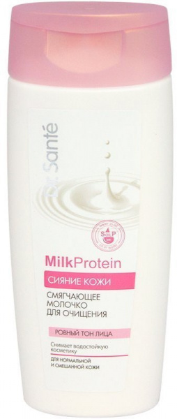 Очищение и умывание смягчающее молочко для очищения кожи "milk protein" dr.sante, 200 мл