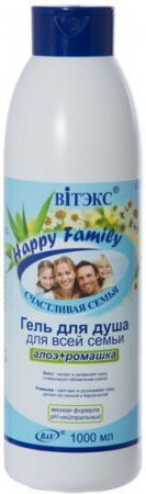Гели для душа витэкс happy family гель для душа для всей семьи "алоэ и ромашка", 1000 мл