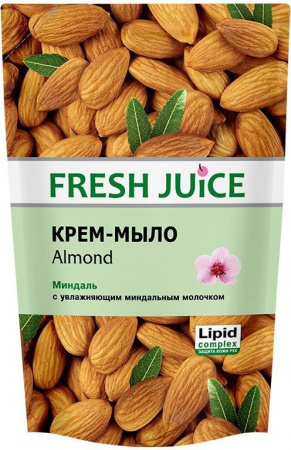Мыло fresh juice крем-мыло "almond" с увлажняющим молочком миндаля, эконом-упаковка, 460 мл