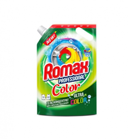 Для стирки гель-концентрат для стирки цветных вещей "romax professional" color дой-пак romax, 1.5 кг