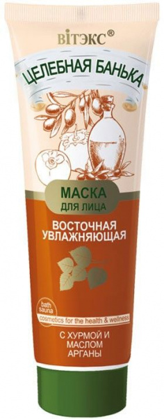 Маски для лица витэкс целебная банька восточная увлажняющая маска для лица с хурмой и маслом арганы, 75 мл