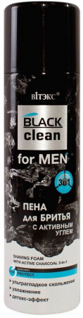 Бритье витэкс black clean for men пена для бритья с активным углем 3 в 1, 250 мл