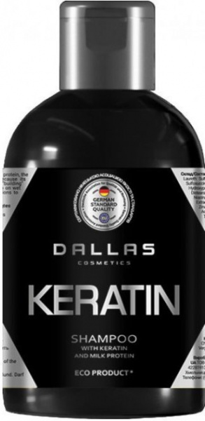 Шампуни dallas шампунь для волос keratin с кератином и молочным протеином, 1000 мл