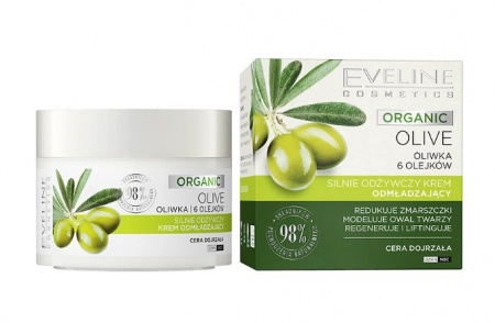 Кремы интенсивно питательный омолаживающий крем дневной/ночной organic olive eveline, 50 мл