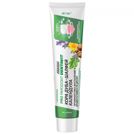 Зубные пасты зубная паста кора дуба, шалфей, календула профилактика воспалений и кровоточивости десен dentavit витэкс, 160 г.