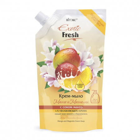 Мыло крем-мыло exotic fresh "манго и магнолия" дой-пак витэкс, 750 мл.