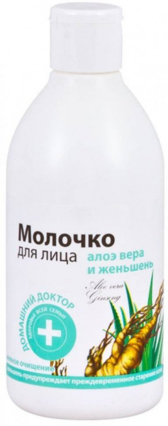 Очищение и умывание домашний доктор молочко для лица "алоэ вера и женьшень", 300 мл