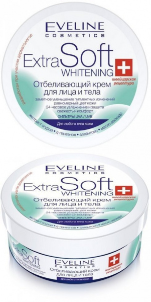 Кремы крем для лица и тела отбеливающий для любого типа кожи extra soft whitening eveline, 200 мл