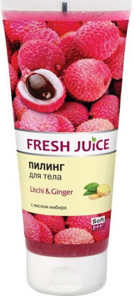 Гели для душа подарочный набор fresh juice пилинг для тела "личи и имбирь" + крем-гель для душа "личи и малина"