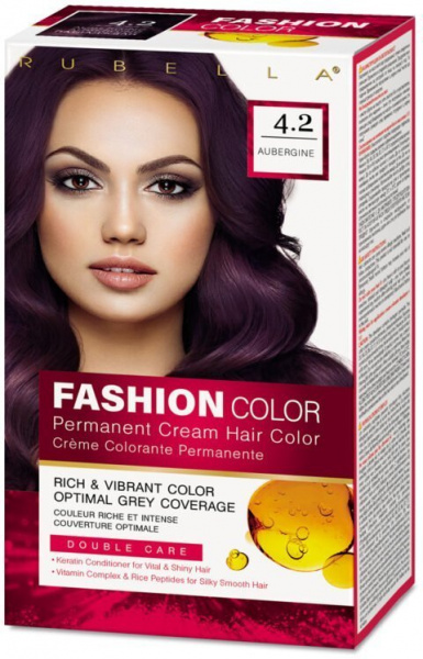 Окрашивание волос стойкая крем-краска для волос rubella fashion color 4.2 баклажан, 50 мл