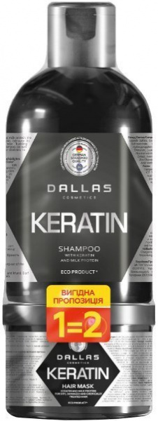 Уход за волосами dallas "keratin" шампунь (1л) + маска (500 мл)