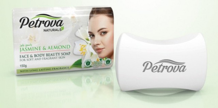 Мыло мыло твердое jasmine & almond-soft & fragrant skin petrova, 150 г