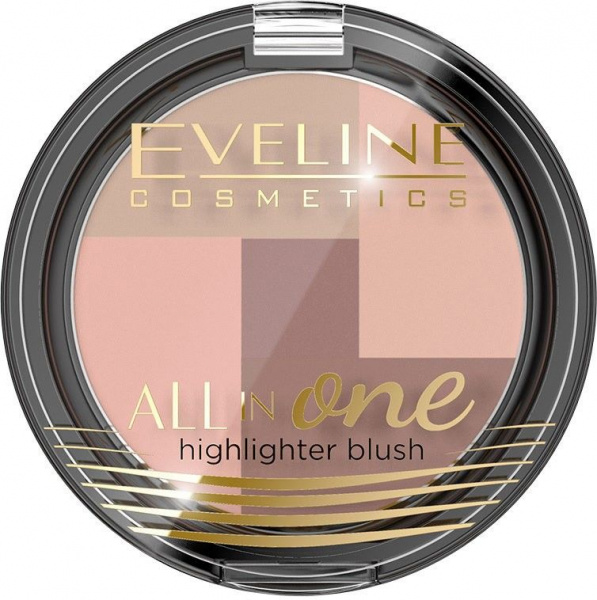 Для лица многоцветная палитра румян "all in one" eveline, №01