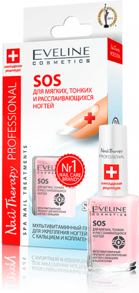 Для ногтей лечебный лак для мягких и тонких ногтей sos eveline, 12 мл