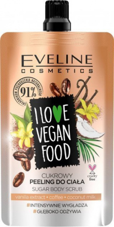 Пилинги и скрабы eveline i love vegan food сахарный скраб для тела "vanilla latte", 75 мл