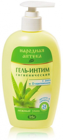Интимная гигиена гель-интим гигиенический с алоэ и д-пантенолом "народная аптека" iris, 250 мл
