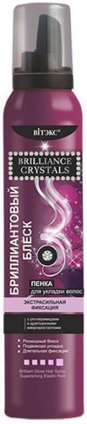 Стайлинг витэкс brilliance crystals пенка для укладки волос  "бриллиантовый блеск" экстрасильная фиксация, 200 мл