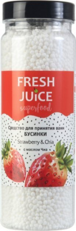 Пена, соль, масло для ванн fresh juice superfood средство для принятия ванн "strawberry & chia" с маслом чиа бусинки, 450 г