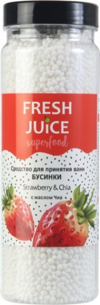Пена, соль, масло для ванн fresh juice superfood средство для принятия ванн "strawberry & chia" с маслом чиа бусинки, 450 г