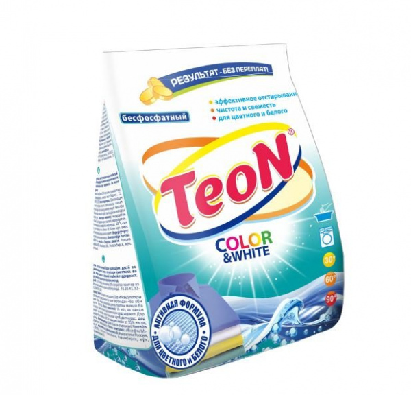 Для стирки стиральный порошок color&white teon, 350 г.