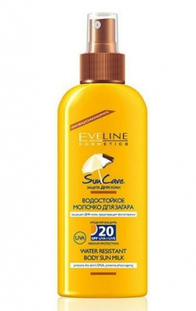 Молочко водостойкое солнцезащитное молочко для загара spf 20 sun care eveline, 150 мл