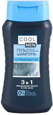 Для душа cool men ultrasensitive гель-шампунь 3 в 1 для душа для умывания, 250 мл