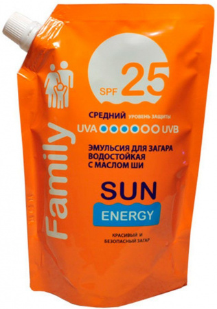 Средства для загара эмульсия для загара с маслом ши водостойкая spf 25 sun energy, 400 мл