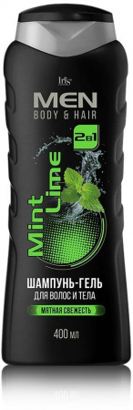 Шампуни iris men body&hair шампунь-гель для волос и тела  mint lime, 400 мл