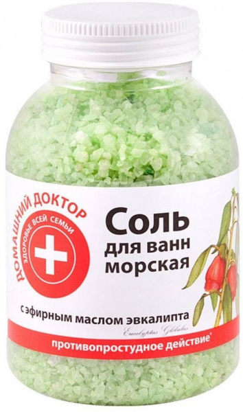 Пена, соль, масло для ванн соль для ванн морская с эфирным маслом эвкалипта противопростудное действие домашний доктор, 1000 г