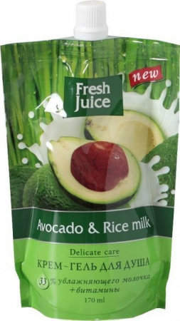 Гели для душа крем-гель для душа avocado & rice milk (авокадо и рисовое молочко) fresh juice, 170 мл