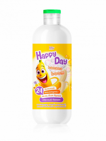 Купание детский шампунь-гель для душа 2 в 1 спелый банан happy day iris 500 мл.