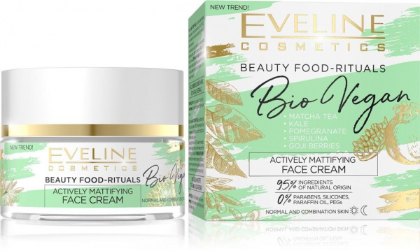 Кремы eveline beauty food-rituals "bio vegan" активный матирующий крем для лица, 50 мл