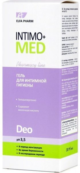 Интимная гигиена elfa pharm intimo+med гель для интимной гигиены "deo", 200мл