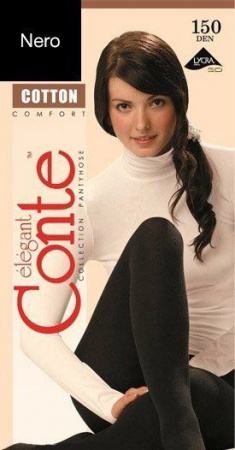 Колготки и чулки колготки из хлопка cotton 150 den цвет nero (черный) 6-й размер conte